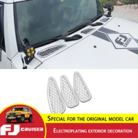 For Toyota FJ Cruiser Hood Air Outlet Sticker Chromium Styling Exterior Engine Cover Bug Shields FJ Cruiser Exterior Accessories