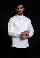 Casella Casella Baju Koko Pria Lengan Panjang Arabesque White Design | Baju Koko Putih Lengan Panjang 9868 White