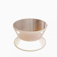 圓形雙層玻璃茶几（白框-茶色鋼化玻璃）【尺寸：直徑60*高45cm】