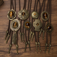 Kalung Dasi Koboi Bolo Tie Pria Western American Eagle Turquoise Aksesoris Etnik Kulit Klasik