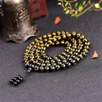108 Mala Beads Mantra Natural Stone Rosary Bracelet Men Obsidian Onyx Meditation Yoga Bracelets for Women Jewelry