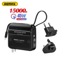 Remax 15000mAh PD45W Powerbank With Type C Cable for Phone Laptop iPad Macbook External Battery Fast Charger Adapter AC Plug