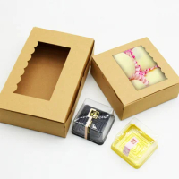 20PCS Kraft Paper Box With Window Gift Box Packaging Cookie Box Macaron Box Embalagem Carton Party Supplies Christmas Gift Box