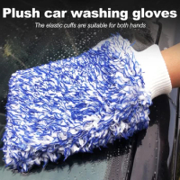 Car Wash Glove Coral Mitt Soft Anti-scratch for Car Wash Multifunction Thick Cleaning Glove Car Wax Detailing Brush Color Random