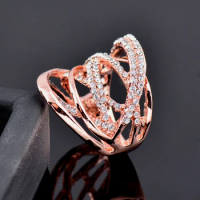 SINLEERY Fashion Multi Circles Twisted Wide Rings Rose Gold Silver Color Mirco Paved Clear CZ Stone Women Jewelry Anel JZ016