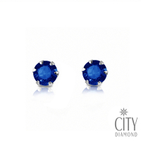 【City Diamond 引雅】『矢車菊』日本PT900鉑金藍寶石1.3克拉經典六爪耳環(東京Yuki系列)