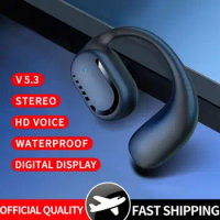 Open Ear Headphones Wireless Bluetooths 5.3 Earbuds with Earhooks Touch Control Clear Talk Deep Bass Driver Sports OWS Earphones