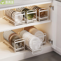 單層碗盤收納放碗碟櫥柜碗架小型柜內置物架廚房水槽瀝水籃