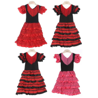 Váy bé gái, công flamenco Tây Ban Nha đẹp, trang phục khiêu vũ cho trẻ em, biểu diễn tháng 4 ở Sevil