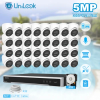Unilook Security Protection 5MP Mini IP Camera System Kit 32pcs IP Camera Indoor 32CH NVR CCTV Security System P2P View IP66