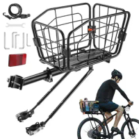 Universal Aluminum Alloy Bicycle Basket Rear Bike Pannier Cycling Luggage Storage Cargo Rack Tail Seat Trunk Bag For Pet Dogs