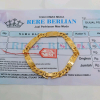 GELANG TANGAN PLAT PADI MAS MUDA 3,74 FREE SURAT
