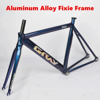 GRAY Bike Frame 6061-T6 Aluminum Alloy Material Fixed Gear Bicycle Frameset With Fork Single Speed Racing Cycling Parts