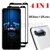 4-in-1 Camera + Tempered Glass For ASUS Rog Phone 5 Explosion-proof Screen Protector Glass On For ASUS Rog Phone 5 Pro Lens
