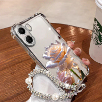 Case HP khusus untuk Xiaomi Poco C65 4G,Bunga Kristal Lapis Chrome Anti Jatuh - Desain Premium & Kre