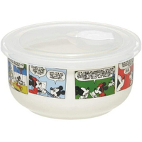 小禮堂 迪士尼 米奇 陶瓷微波保鮮碗 附蓋 陶瓷保鮮盒 便當盒 沙拉碗 380ml (白 漫畫)