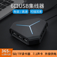 2025 USB Hub Adapter Multi-Port Hub USB High-Speed 1-to-6 Expander Card Reader USB Sound Card