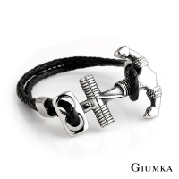GIUMKA編織皮革手環手鍊 白鋼墜船錨海洋風型男手鍊 單個價格MH08045