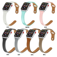 優樂悅~適用蘋果手表apple Watch真皮表帶iwatch4代真皮縮小款車線手表帶