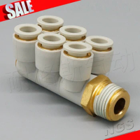 KQ2ZT04/KQ2ZT06/KQ2ZT08/10/12/16-01S/02S/03S/04S Seven Way Connector Quick Plug Joint Pneumatic Components Pipe Fitting