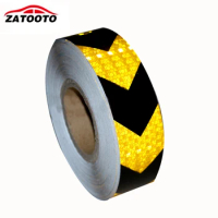 5cm *50m glisten Black and yellow arrow Reflective Safety Warning Conspicuity Tape Film Sticker self adhesive Warning Sticker