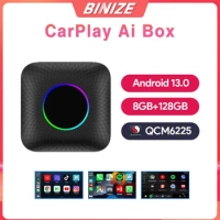 Binize Android 13.0 CarPlay AI Box LED Qualcomm SM6225 8-Core Wireless CarPlay Android Auto FOTA Upgrade 8GB+128GB