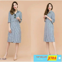 Baju Dress vella black Dress Wanita katun kotak hitam Kekinian Casual Fit Panjang Simple Santai