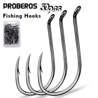 PROBEROS 50pcs barbed fishing hook for salt water with high carbon steel suitable for fishing dayu11 freshwater fish hook