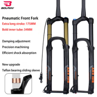 BOLANY Bike Suspension Fork 175mm Travel MTB Fork XC DH AM Down Hill Thru Axle Boost Fork Bicycle Rebound Adjustment Suspension