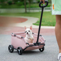 Lightweight Convenient Carrier For Dogs Folding Design Dog Cage Rotating Rod Pet Trolley Disassembly And Separation Pet Products