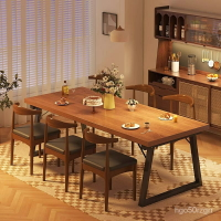 餐桌 傢用 小戶型 喫飯桌子實 木色工業風 北歐簡約飯店 商用餐桌椅組閤