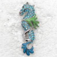 60pcs/lot Mixed Color (Can Notes Color) Wholesale Sea Horse Enamel Rhinestone Pin brooches C101987