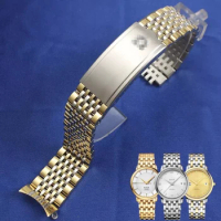 18mm 19mm 20mm Stainless Steel Watchbands for Omega Seamaster Speedmaster DeVille Nine Beads Strap Curved End Thin Men Bracelet