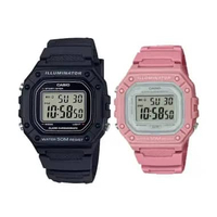 JAM TANGAN COUPLE CASIO DIGITAL ORIGINAL RESIN BLACK & PINK CASIO W-218H-1A W-218HC-4A CASIO W 218H