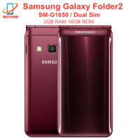 Samsung Galaxy Folder2 Folder 2 G1650 Dual Sim 2GB RAM 16GB ROM Quad Core Snapdragon 3.8'' LTE 8MP Original Flip