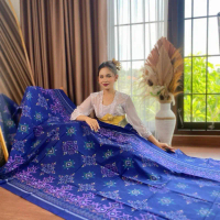 KAIN TENUN ENDEK MOTIF BINTANG BIRU