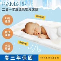 PAMABE 二合一水洗透氣嬰兒床墊 Q比小象-60x120x5cm★愛兒麗婦幼用品★