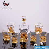 酒杯輕奢描金洋酒酒具家用酒樽七件水晶玻璃威士忌酒具套裝送禮商用 雙11全館免運