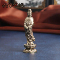 Antique Copper Buddha Guanyin Bodhisattva Statue Home Decorations Crafts Accessories for Living Room Buddha Figurines Ornaments