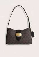 Coach Coach Eliza Shoulder Bag In Signature Canvas Brown Black