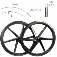 BIKEDOC New 700C Carbon 6 Spoke Wheel 28mm Wide 50MM Height Bicycle Gravel Wheelset Tubeless