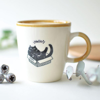 日本製 美濃燒馬克杯 KAKUNI 黑貓 咖啡杯 水杯 牛奶杯 茶杯 貓奴 杯子 陶瓷 動物杯 陶瓷 美濃燒