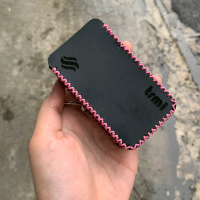 Leather Sleeve Case Trml T200 Kulit Hitam Benang Pink