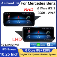 10.25" LHD/RHD Head unit Android 14 For Mercedes Benz E Class W212 2009 - 2015 Car Raido GPS Navigation Multimedia Player Video