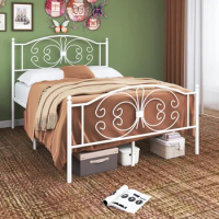 Queen Size Bed Frame with Headboard,18 inch high,Metal Bed Frame with Butterfly Pattern Design Mattress Foundation