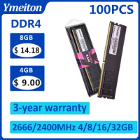 100PCS Ymeiton DDR4 Memory 2400MHz 266MHz 4GB 8GB 16GB 32GB U-DIMM RAM 288Pin 1.2v PC Desktop Memory Wholesales