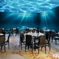 海底世界墻紙餐廳酒店飯店ktv賓館臥室客廳電視背景墻3D海洋壁紙