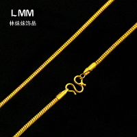 越南沙金項鏈男女蛇骨細鏈久不掉色歐幣純銅999鍍金24K黃金色飾品