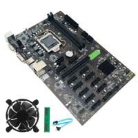 B250 BTC Mining Motherboard LGA 1151 with DDR4 4GB 2666MHZ RAM+Cooling Fan+SATA Cable 12 GPU Bitcoin Etherum Motherboard