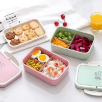 1100ml Lunch Box Bento Food Container Wheat Straw Microwave 3 Compartments Thermal Lunch Boxes For Food Container Bring To Work